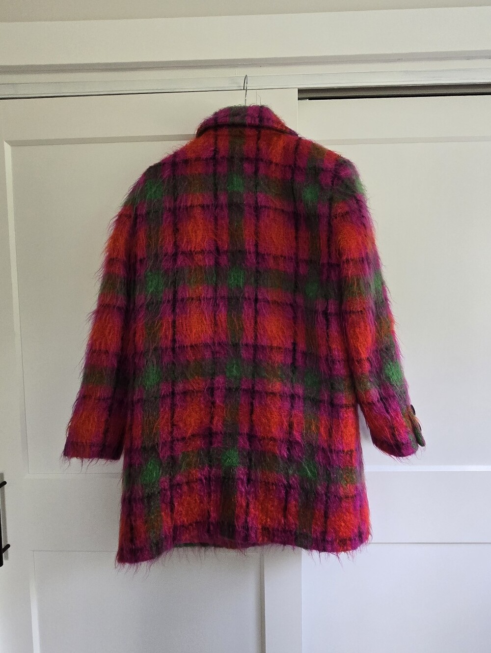 Vintage Carlisie Colorful Plaid Mohair Wool Womens Size 8 Coat / Jacket - Picture 4 of 11